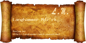 Langhammer Márk névjegykártya